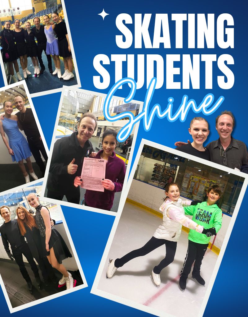 David Lipowitz coaching his figure skating students on the ice